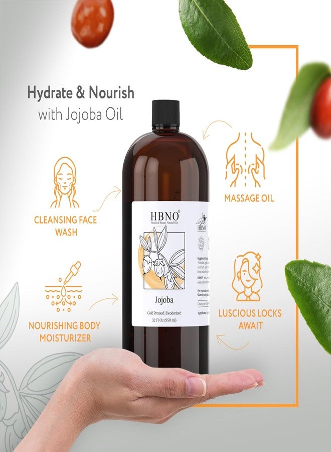 HBNO Jojoba Oil - 32 oz (950ml) Value Size - Ideal for Shampoos, Conditioners, Massage Blends, Face wash, Lotions, and Skin Care Products. - Image 2